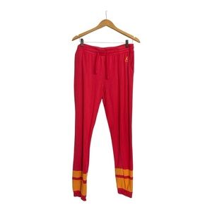 Kangol Burnt Orange Jogger Sweatpants Striped Cuff Athletic Lounge Pants Size